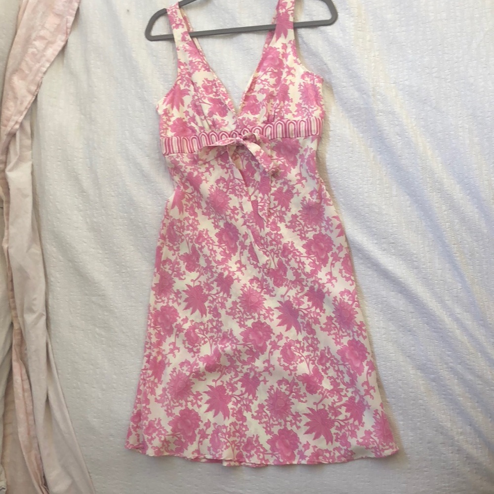 Y2k dream dress. Plenty bias cut silk dress with bow size 8